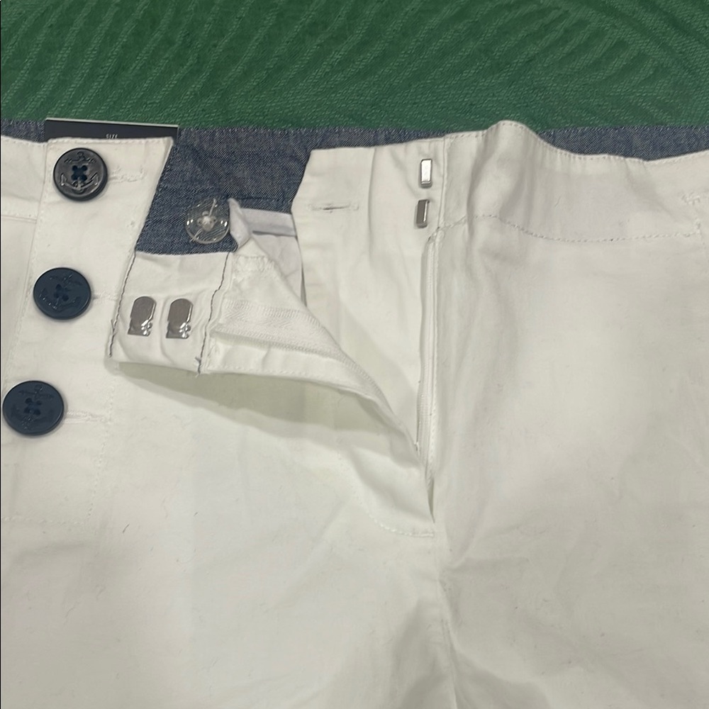 Nautica White High Waist Shorts Tailored Cotton Blend - Picture 6 of 10